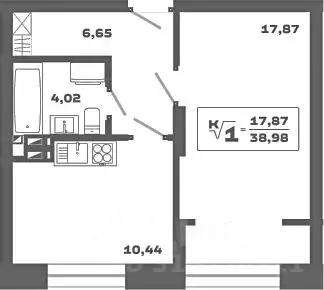 1-к кв. Новосибирская область, Новосибирск Аэропорт мкр,  (38.98 м) - Фото 0