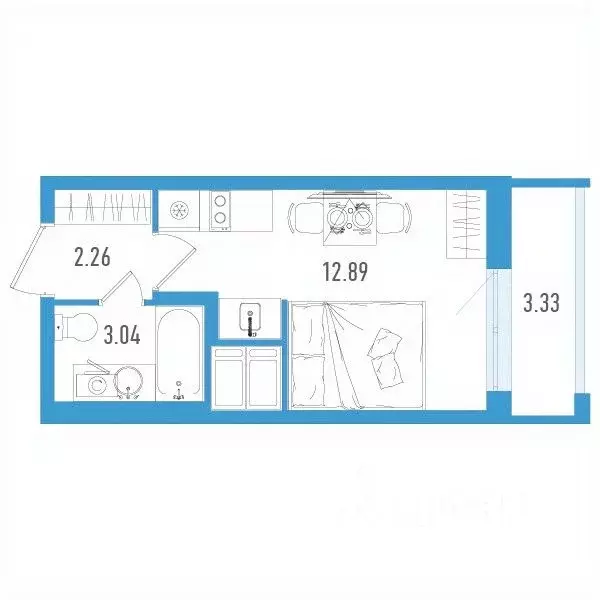 Студия Санкт-Петербург дор. Муринская, 67 (19.19 м) - Фото 0