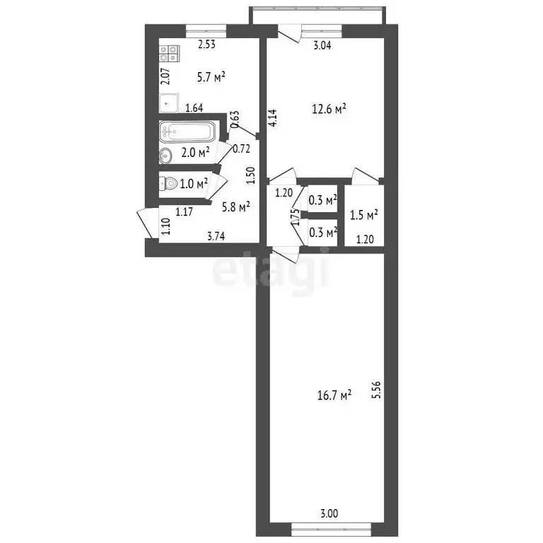 2-комнатная квартира: Ишим, улица Карла Маркса, 37Б (45.9 м) - Фото 0