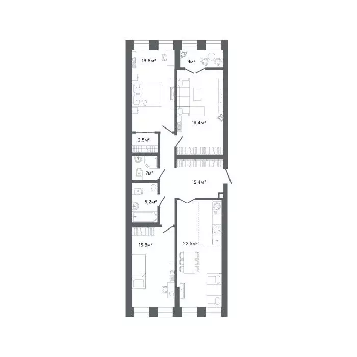 3-комнатная квартира: Екатеринбург, улица Мира, 47 (104.5 м) - Фото 1