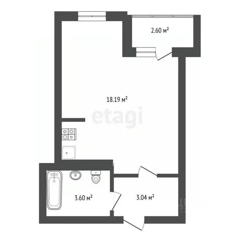 Студия Воронежская область, Воронеж ул. Независимости, 78Бк1 (24.7 м) - Фото 2