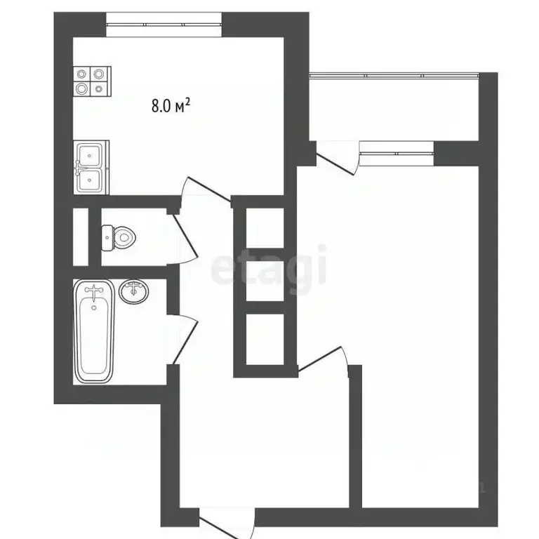 1-к кв. Ямало-Ненецкий АО, Новый Уренгой Советский мкр, 4/2 (34.8 м) - Фото 2