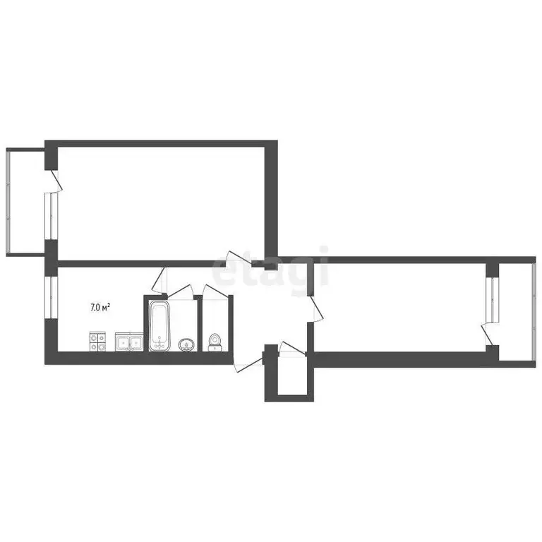 2-комнатная квартира: Первомайское, Курортная улица, 5 (47.2 м) - Фото 1