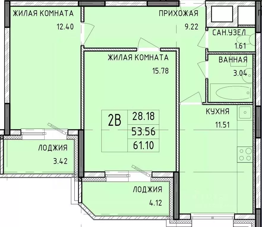 2-к кв. Тульская область, Тула Юго-Восточный мкр,  (61.1 м) - Фото 0