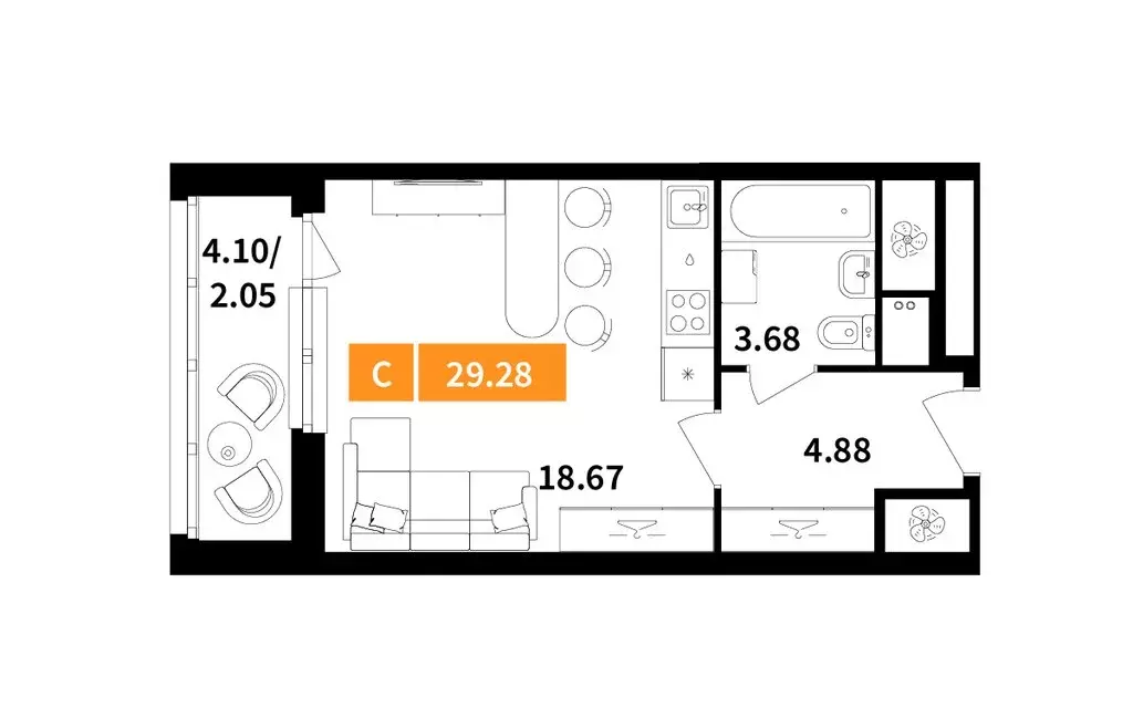 Квартира-студия: Химки, жилой комплекс Планерный квартал (29.28 м) - Фото 1