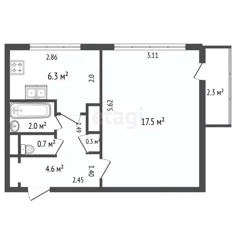 1-к кв. Санкт-Петербург ул. Стойкости, 9 (31.9 м) - Фото 2