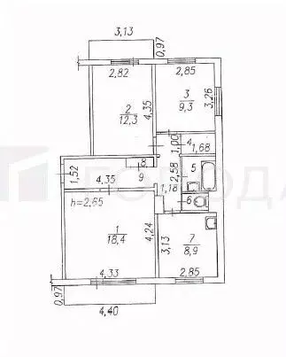 3-к кв. Кемеровская область, Новокузнецк ул. Климасенко, 1/5 (64.8 м) - Фото 2