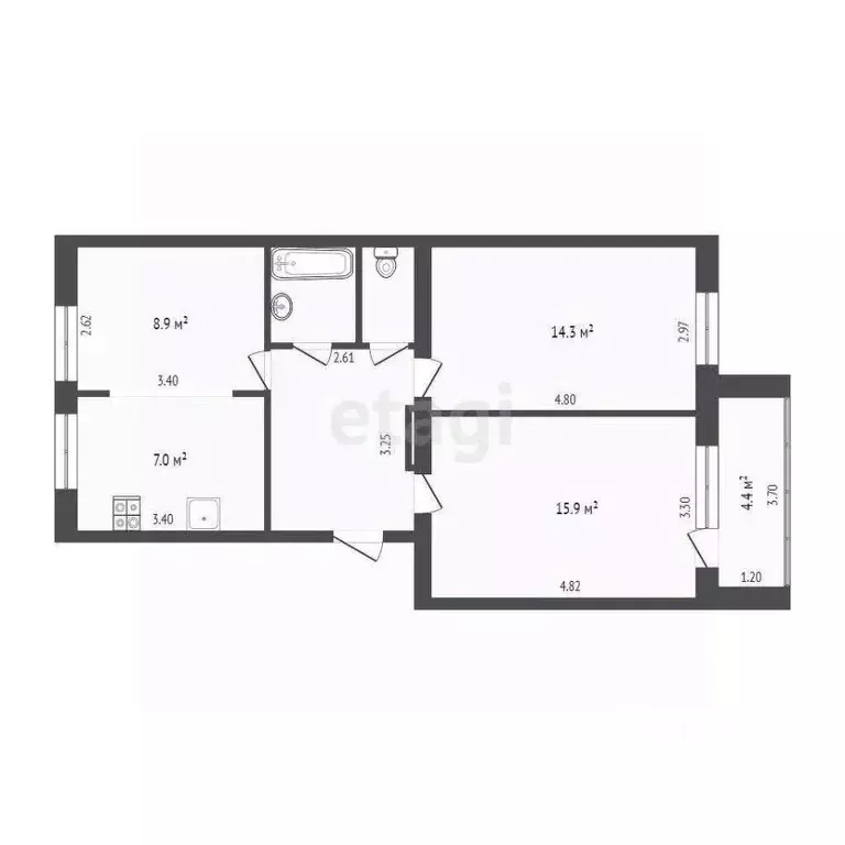 3-к кв. Тюменская область, Тюмень ул. Московский Тракт, 139 (60.0 м) - Фото 2