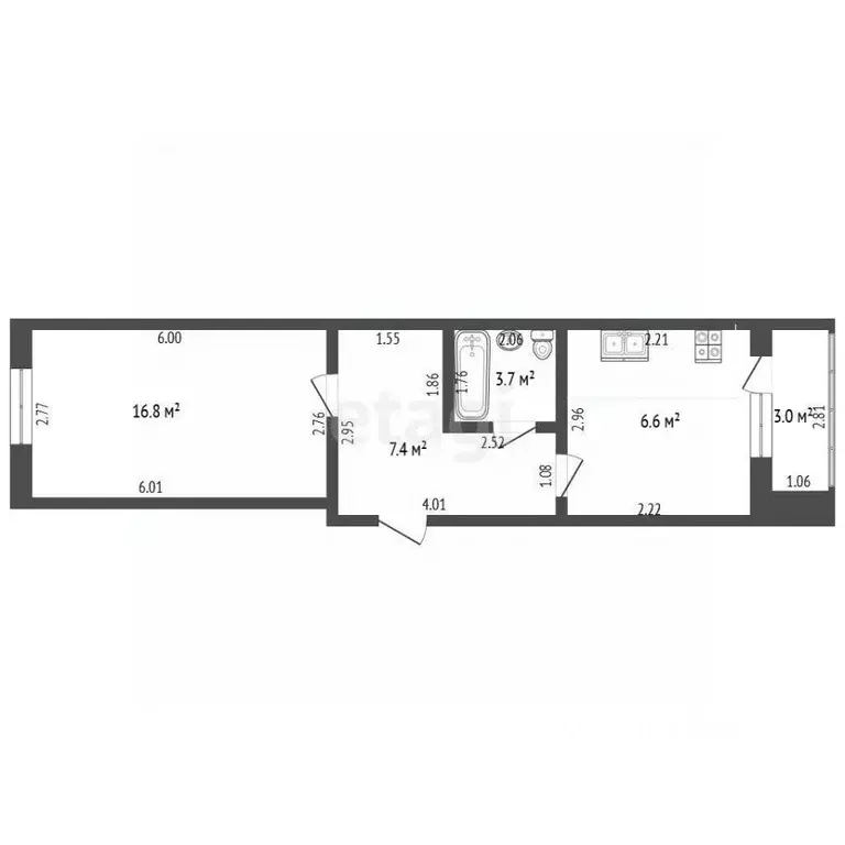 1-к кв. Башкортостан, Стерлитамак ул. Строителей, 24 (34.3 м) - Фото 2