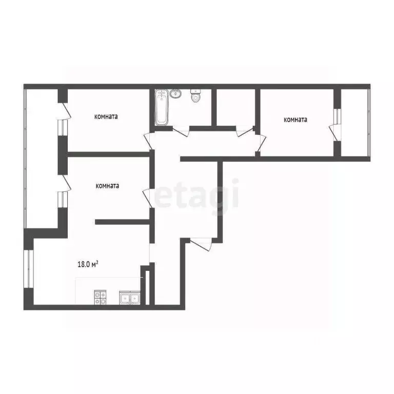 3-к кв. Ханты-Мансийский АО, Сургут тракт Югорский, 4 (79.3 м) - Фото 1