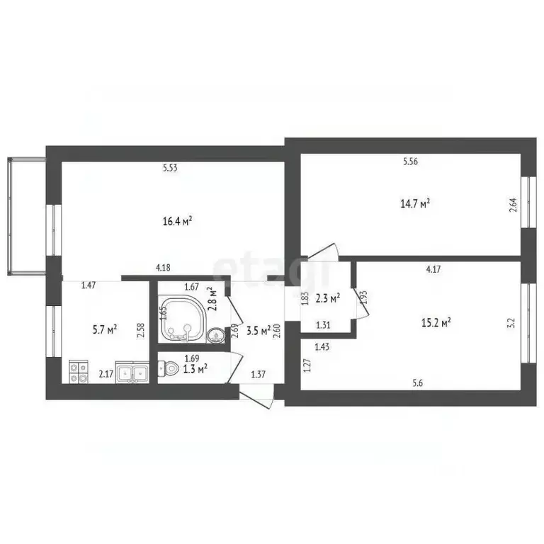 3-к кв. Нижегородская область, Выкса Гоголя мкр, 7А (61.9 м) - Фото 2