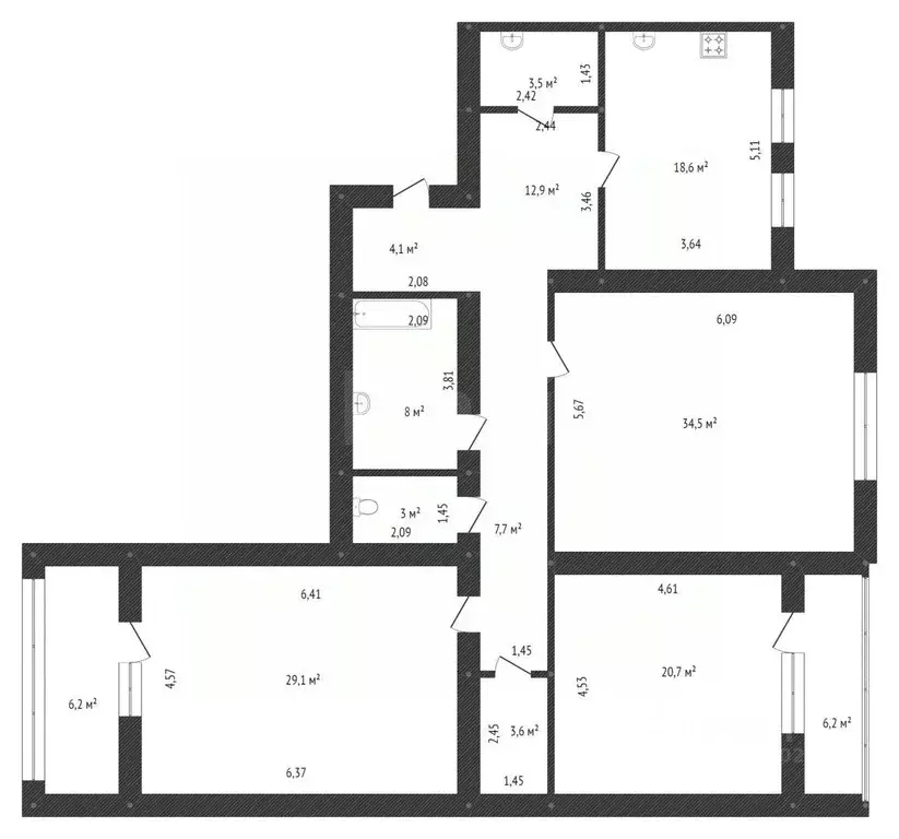 3-к кв. Башкортостан, Уфа Российская ул., 104/1 (152.0 м) - Фото 1