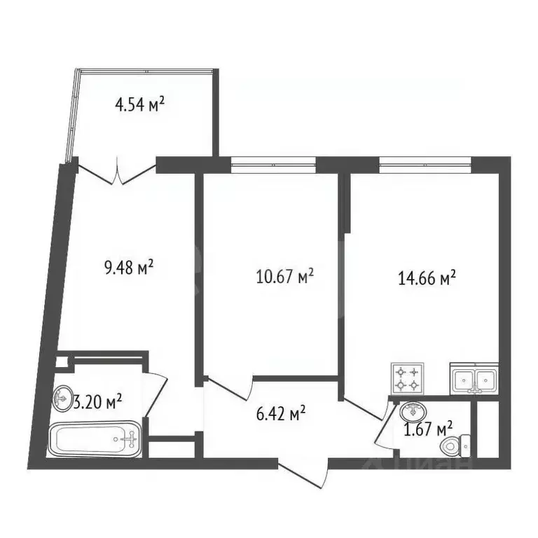 2-к кв. Санкт-Петербург просп. Крузенштерна, 4 (50.64 м) - Фото 2