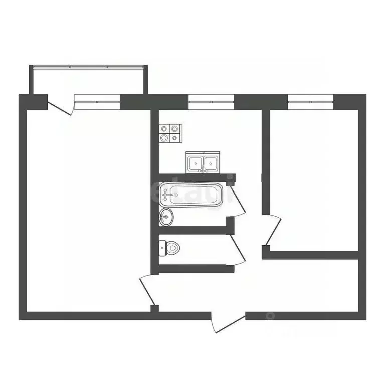 2-к кв. Пермский край, Добрянка Советская ул., 80 (44.0 м) - Фото 1