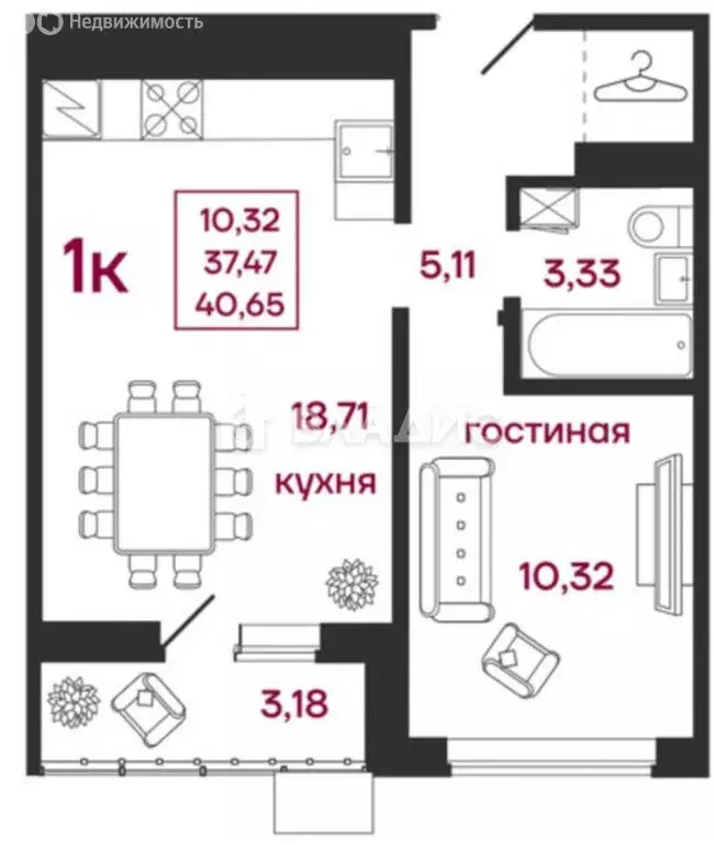 1-комнатная квартира: Пенза, улица Баталина, 31 (40.6 м) - Фото 0