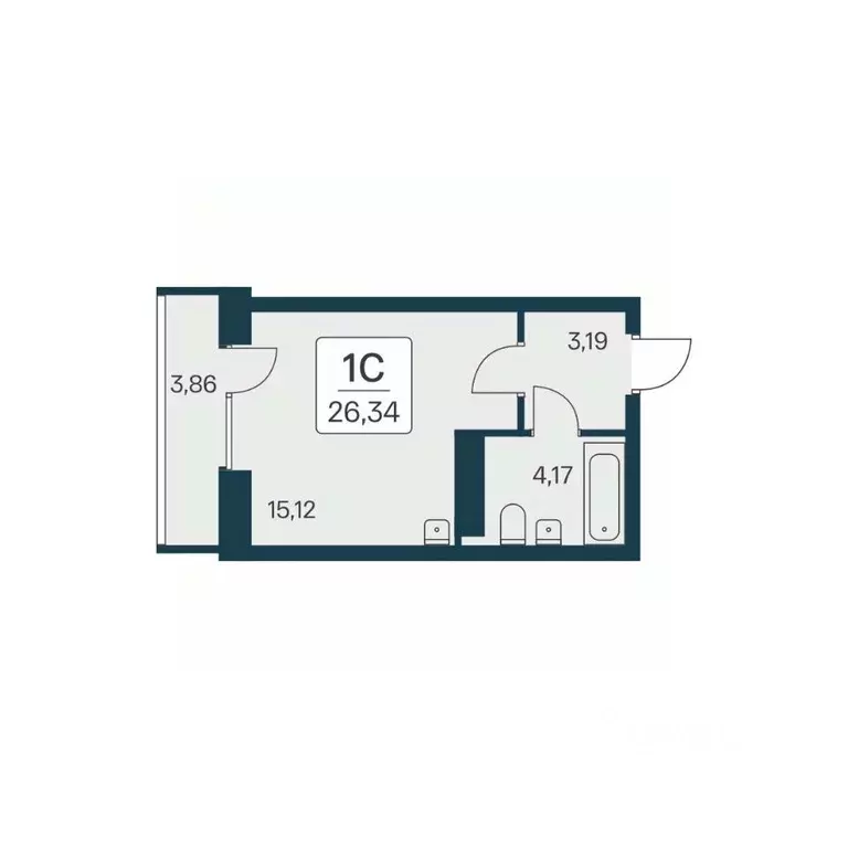 Студия Новосибирская область, Новосибирск Игарская ул., 19/4 (26.34 м) - Фото 0