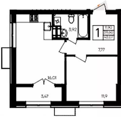 1-комнатная квартира: Севастополь, улица Мате Залки (43.07 м) - Фото 1