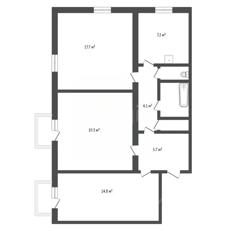 3-к кв. Амурская область, Благовещенск городской округ, с. Белогорье ... - Фото 2