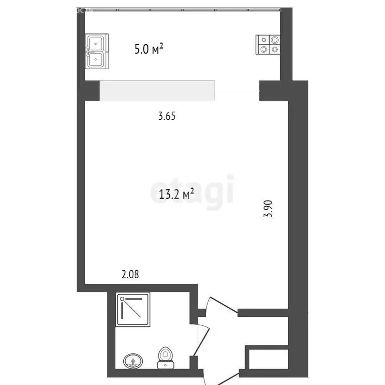 Квартира-студия: Тюмень, Харьковская улица, 69А (13.1 м) - Фото 0