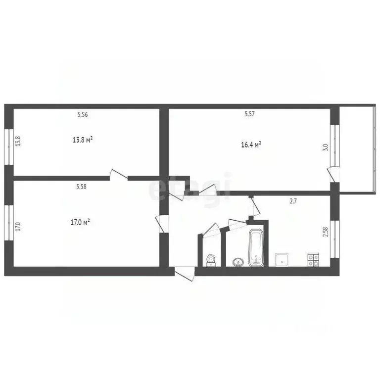 3-к кв. Владимирская область, Муром ул. Льва Толстого, 95 (61.3 м) - Фото 2