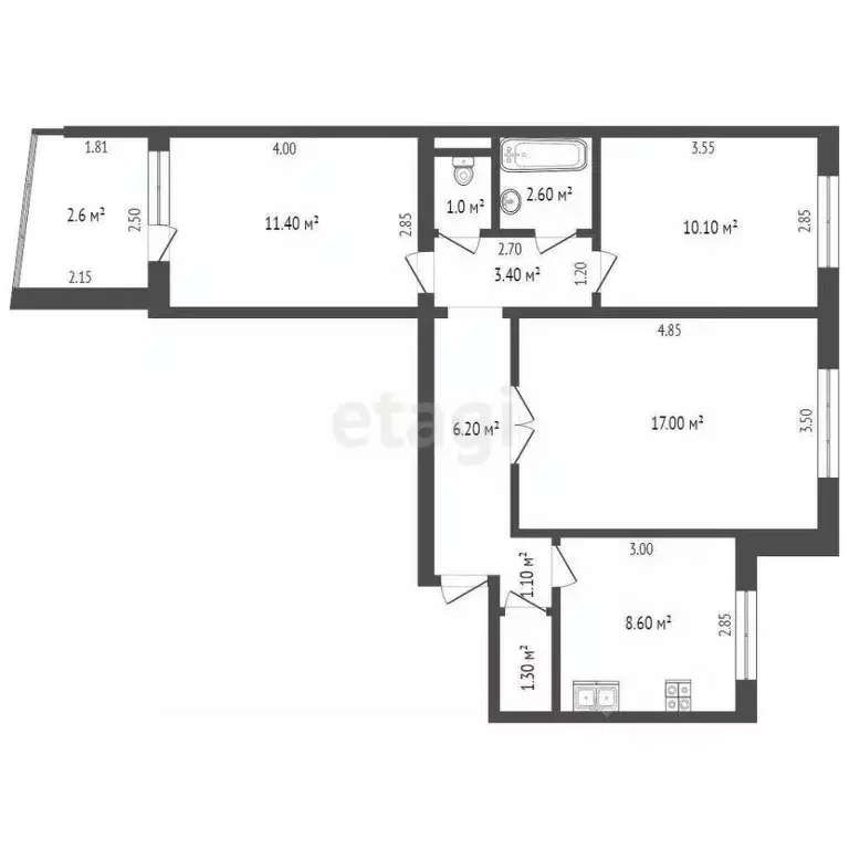 3-к кв. Ростовская область, Таганрог ул. Чехова, 335-3 (58.4 м) - Фото 1
