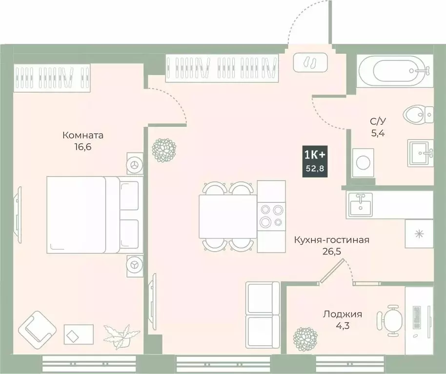 1-к кв. Курганская область, Курган Заозерный жилрайон, 6А мкр, ул. ... - Фото 1