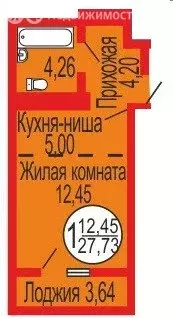 1-комнатная квартира: Оренбург, улица Эссена, 12 (27.73 м) - Фото 0