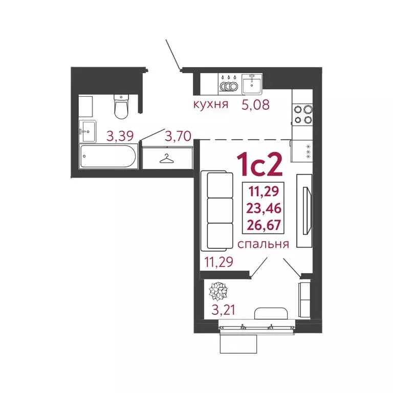 Квартира-студия: Пенза, улица Баталина, 31 (26.67 м) - Фото 0