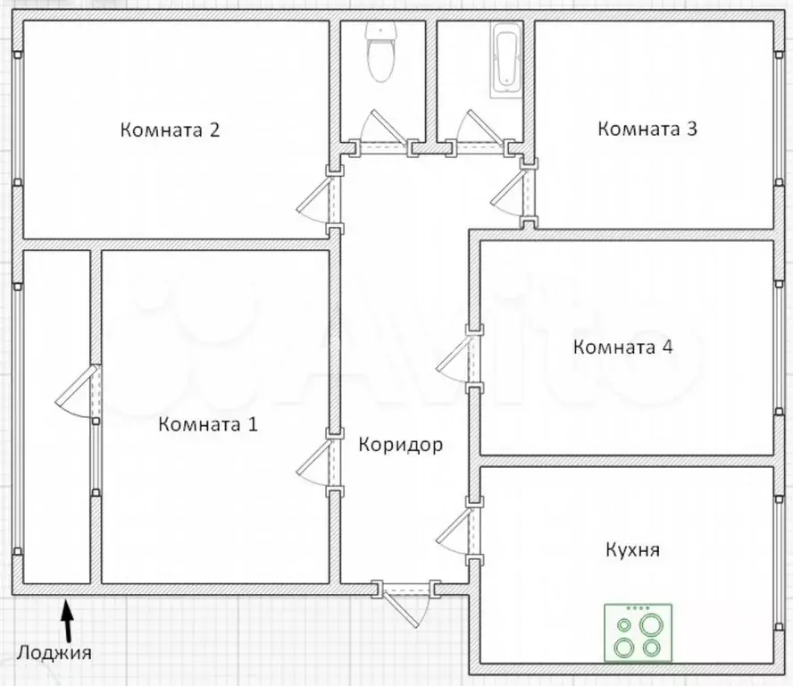4-к. квартира, 79,8 м, 3/5 эт. - Фото 0