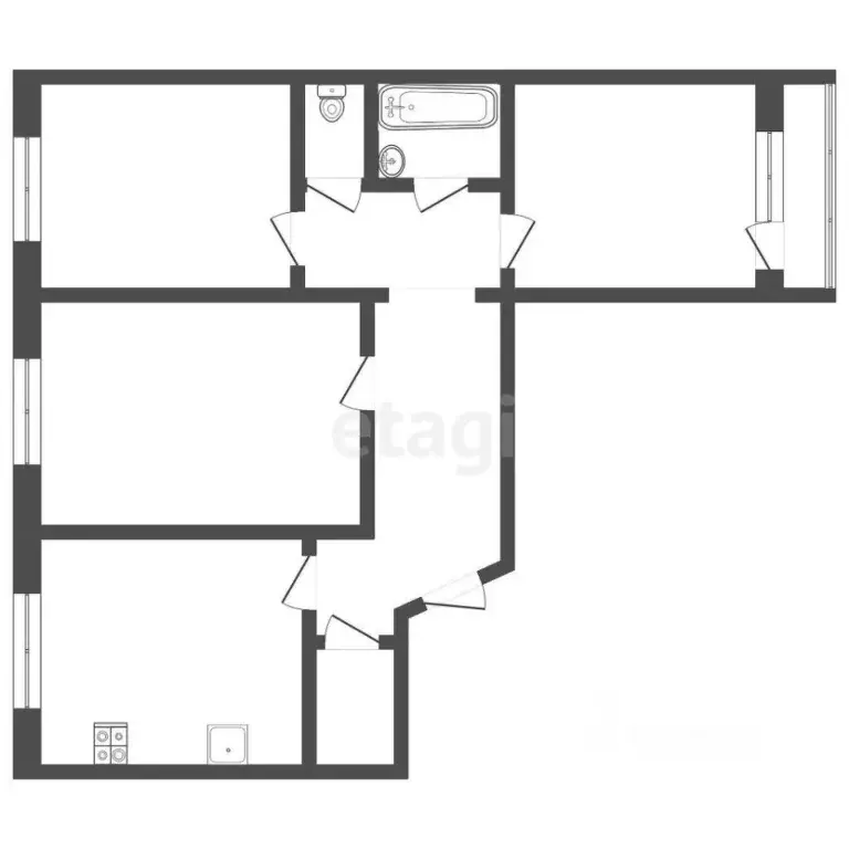 3-к кв. Тюменская область, Тюмень проезд Стахановцев, 1 (65.7 м) - Фото 2