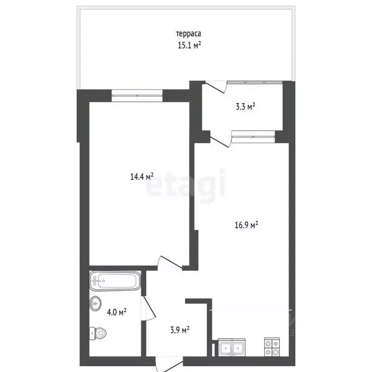 1-к кв. Тюменская область, Тюмень ул. Сергея Свиридова, 7 (39.5 м) - Фото 2