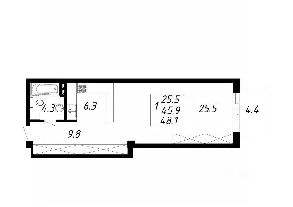 1-к кв. Ставропольский край, Ессентуки Озеро жилой комплекс (48.1 м) - Фото 1