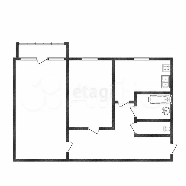 2-к. квартира, 41,9 м, 5/5 эт. - Фото 0