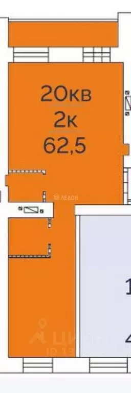 2-к кв. Омская область, Омск ул. Гусарова, 48 (62.5 м) - Фото 2