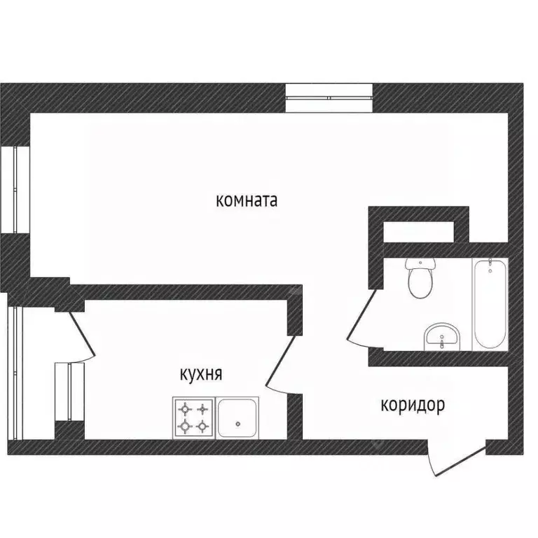 1-к кв. Татарстан, Казань Волгоградская ул., 2 (33.5 м) - Фото 2