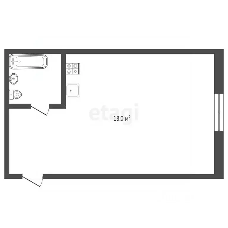 Студия Тюменская область, Тюмень Холодильная ул., 40/3 (18.0 м) - Фото 2