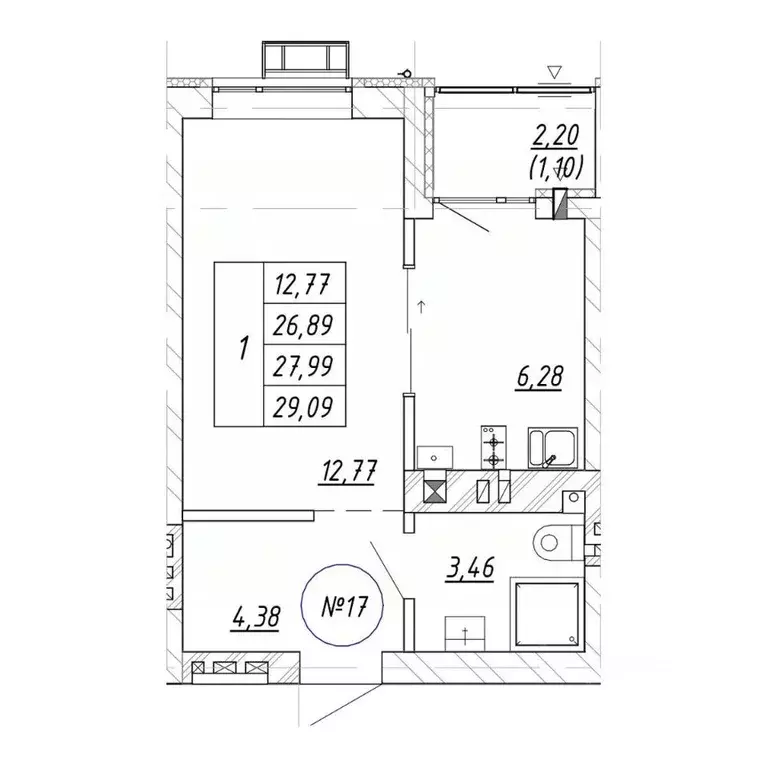 1-к кв. Калининградская область, Зеленоградск  (29.09 м) - Фото 1