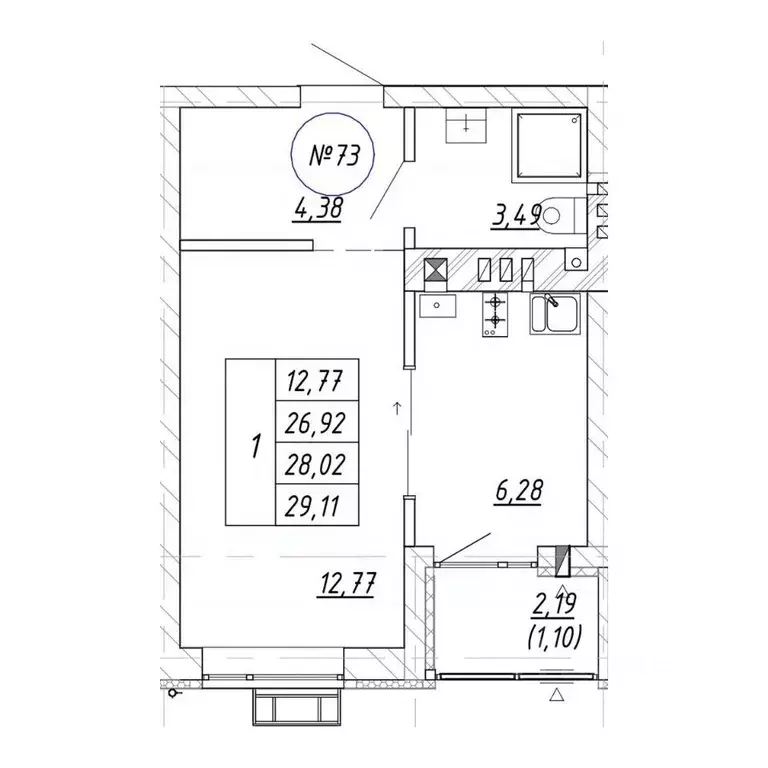 1-к кв. Калининградская область, Зеленоградск  (29.11 м) - Фото 1