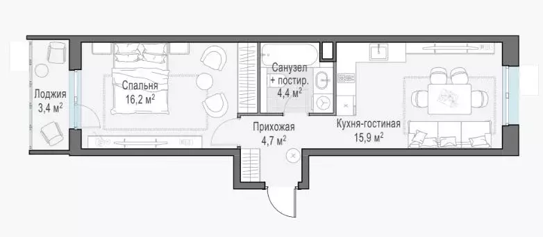 Продаётся 2-к квартира, 42.86 м - Фото 0