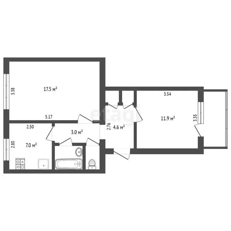 2-комнатная квартира: Вологда, улица Южакова, 80 (48.6 м) - Фото 1