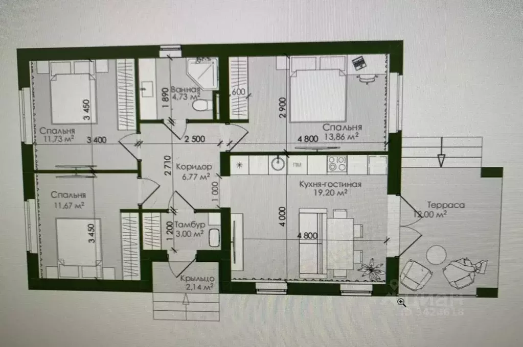 Дом в Тульская область, Тула городской округ, д. Ивановка  (70 м) - Фото 2