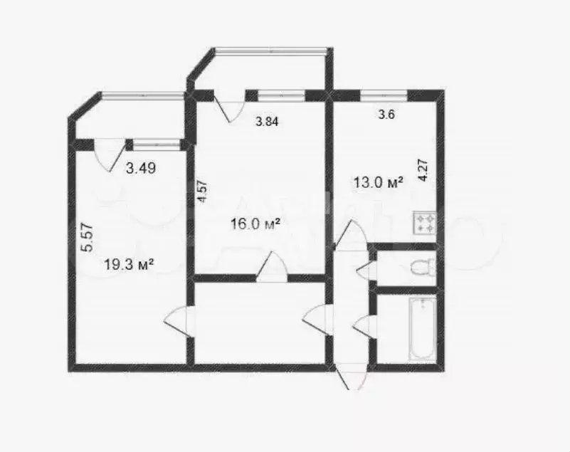 2-к. квартира, 64,5 м, 4/9 эт. - Фото 0