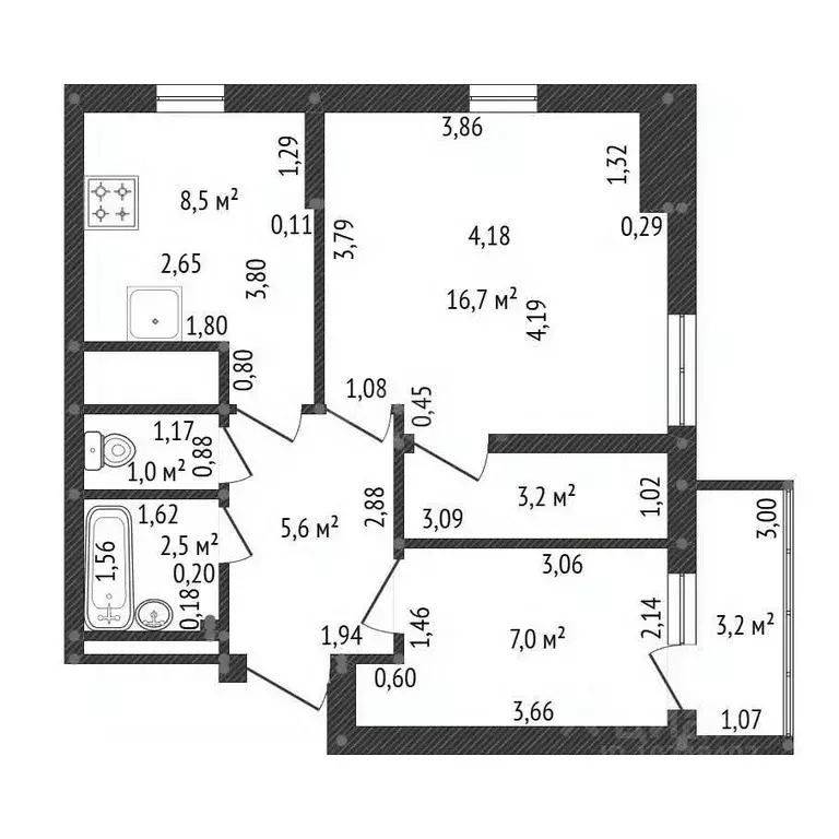 2-к кв. Башкортостан, Уфа Дема жилрайон, Экогород Яркий мкр, ул. ... - Фото 2