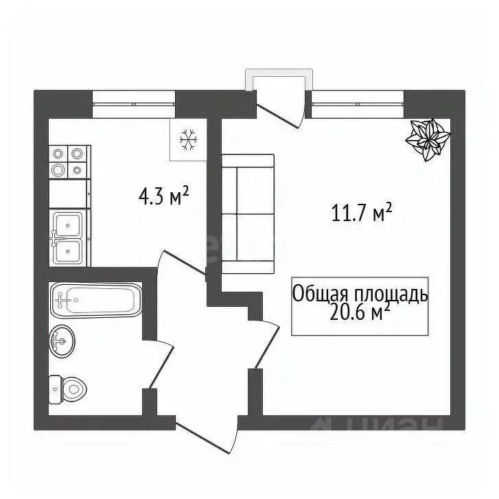 Студия Новосибирская область, Новосибирск Затулинский жилмассив, ул. ... - Фото 2