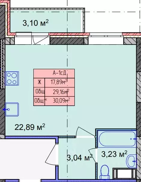Студия Ярославская область, Ярославль ул. Строителей, 18 (30.0 м) - Фото 1