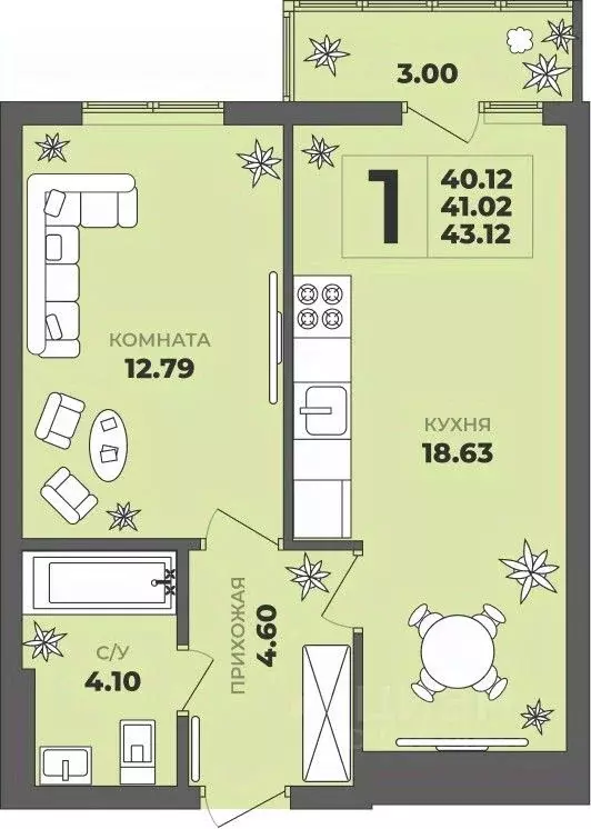 1-к кв. Калининградская область, Калининград ул. Генерала Толстикова, ... - Фото 1