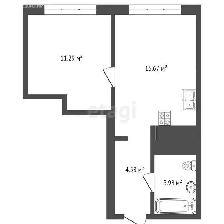 1-комнатная квартира: Тюмень, Краснооктябрьская улица, 4Ак1 (35.52 м) - Фото 0