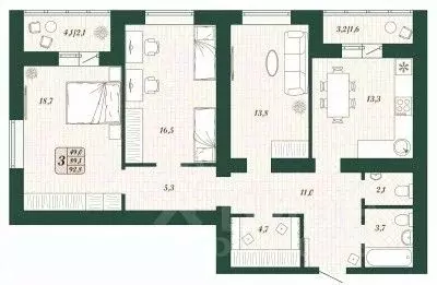 3-к кв. Самарская область, Волжский район, Смышляевка городское ... - Фото 1