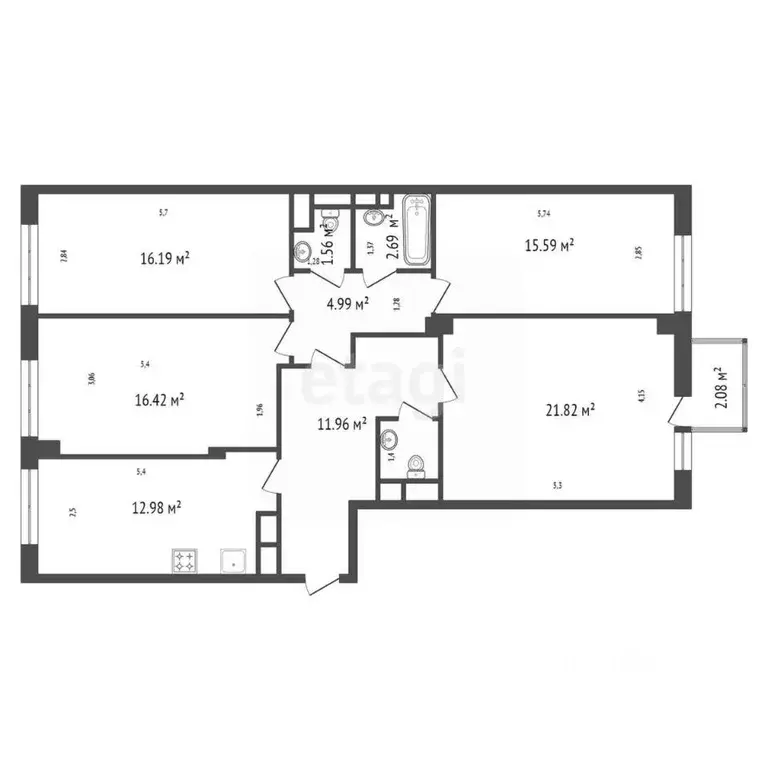 4-к кв. Красноярский край, Красноярск ул. Петра Подзолкова, 28 (105.6 ... - Фото 2