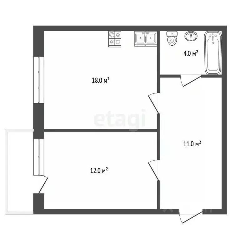 1-к кв. Забайкальский край, Чита Алданская ул., 11 (45.0 м) - Фото 2
